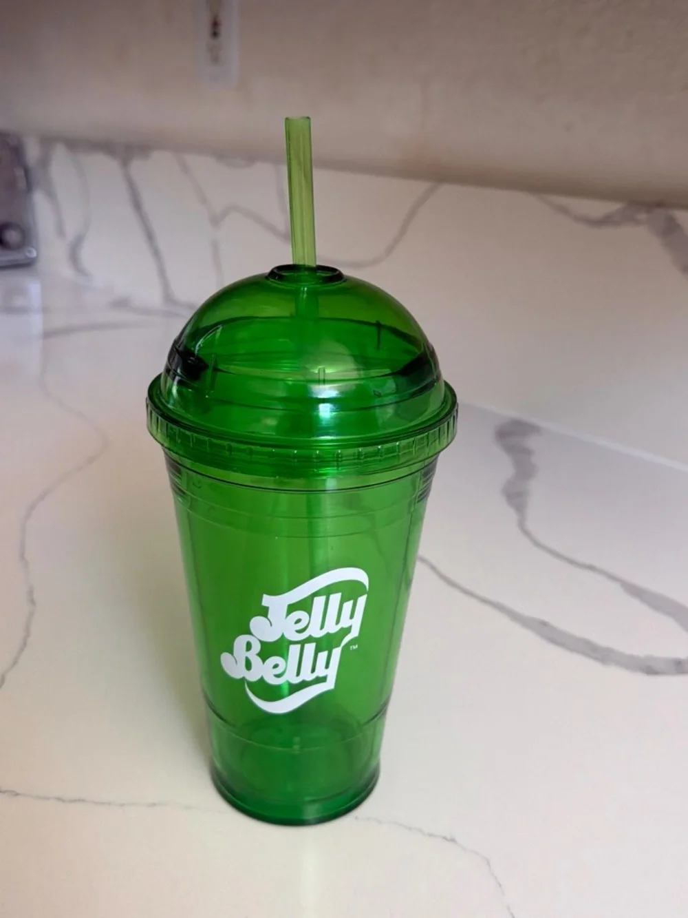 Jelly Belly Green Plastic Tumbler with Straw